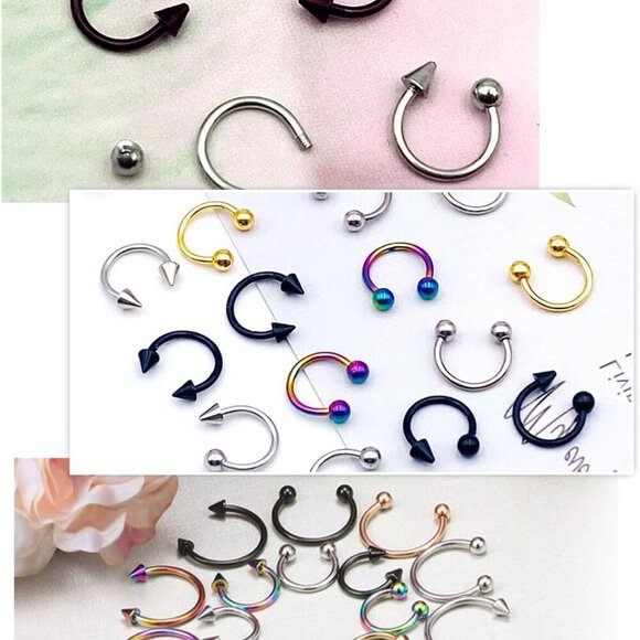 36PCS Stainless Steel Horseshoe Nose Septum Rings Variety Pack for Men Women - Picture 7 of 7
